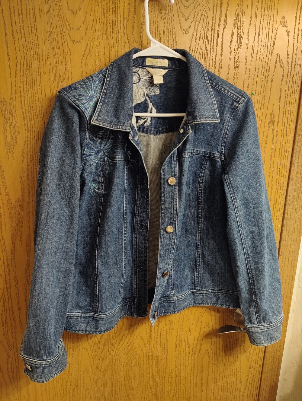 Denim Jacket - Blue Embroidered Women's Jean Jacket